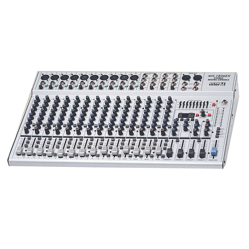 Inter-M MX-1836EX stereo audio mixer for professional sound control and mixing