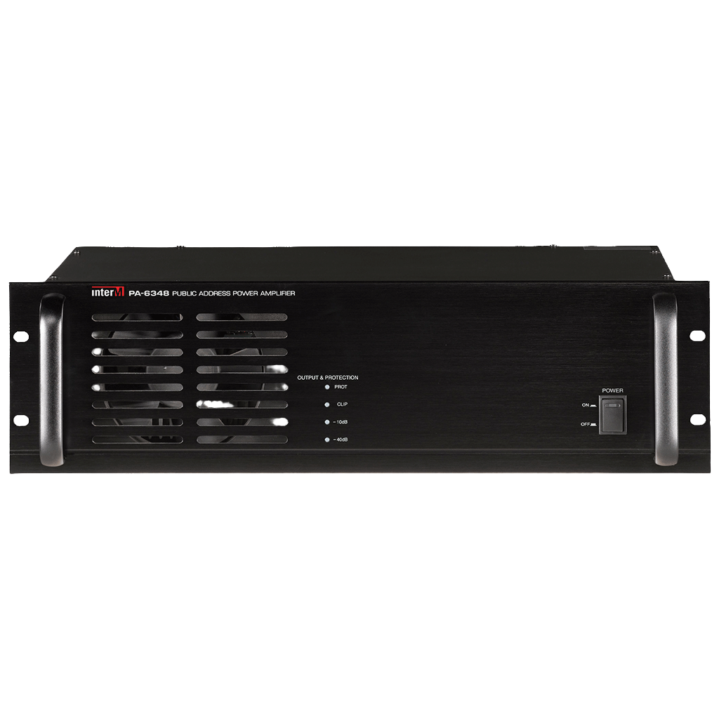 480W Inter-M PA-6348 power amplifier for clear and powerful sound output
